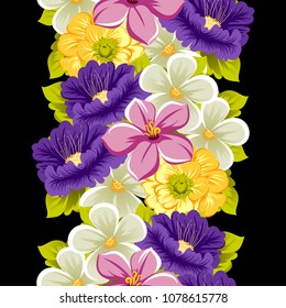 beautiful seamless floral pattern. For your design of fabrics, prints, clothing, printed matter. Postcards, greeting cards, birthday invitations, wedding, Valentine's day, party Vector illustration