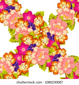Beautiful seamless floral pattern. For your fabric design, clothing, printed matter. Postcards, greeting cards and invitations for birthday, wedding, Valentine's day, party. Vector illustration