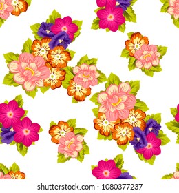 Beautiful seamless floral pattern. For your fabric design, clothing, printed matter. Postcards, greeting cards and invitations for birthday, wedding, Valentine's day, party. Vector illustration