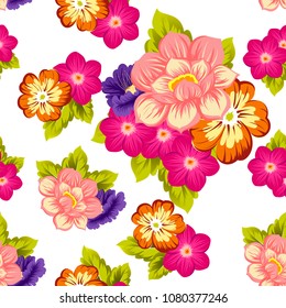 Beautiful seamless floral pattern. For your fabric design, clothing, printed matter. Postcards, greeting cards and invitations for birthday, wedding, Valentine's day, party. Vector illustration