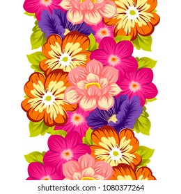 Beautiful seamless floral pattern. For your fabric design, clothing, printed matter. Postcards, greeting cards and invitations for birthday, wedding, Valentine's day, party. Vector illustration