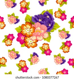 Beautiful seamless floral pattern. For your fabric design, clothing, printed matter. Postcards, greeting cards and invitations for birthday, wedding, Valentine's day, party. Vector illustration