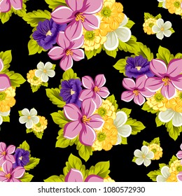 beautiful seamless floral pattern. For your design of fabrics, prints, clothing, printed matter. Postcards, greeting cards, birthday invitations, wedding, Valentine's day, party Vector illustration