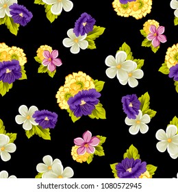 beautiful seamless floral pattern. For your design of fabrics, prints, clothing, printed matter. Postcards, greeting cards, birthday invitations, wedding, Valentine's day, party Vector illustration