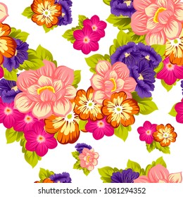 Beautiful seamless floral pattern. For your fabric design, clothing, printed matter. Postcards, greeting cards and invitations for birthday, wedding, Valentine's day, party. Vector illustration