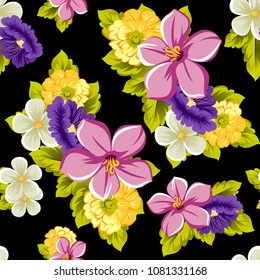 beautiful seamless floral pattern. For your design of fabrics, prints, clothing, printed matter. Postcards, greeting cards, birthday invitations, wedding, Valentine's day, party Vector illustration