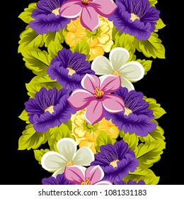 beautiful seamless floral pattern. For your design of fabrics, prints, clothing, printed matter. Postcards, greeting cards, birthday invitations, wedding, Valentine's day, party Vector illustration