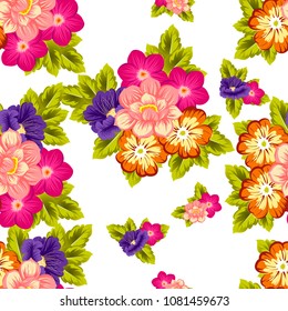 Beautiful seamless floral pattern. For your fabric design, clothing, printed matter. Postcards, greeting cards and invitations for birthday, wedding, Valentine's day, party. Vector illustration