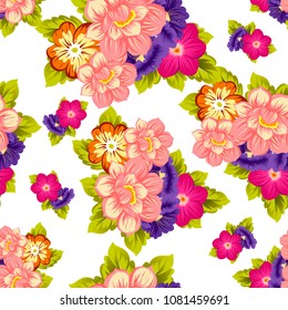 Beautiful seamless floral pattern. For your fabric design, clothing, printed matter. Postcards, greeting cards and invitations for birthday, wedding, Valentine's day, party. Vector illustration