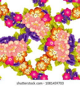 Beautiful seamless floral pattern. For your fabric design, clothing, printed matter. Postcards, greeting cards and invitations for birthday, wedding, Valentine's day, party. Vector illustration