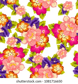 Beautiful seamless floral pattern. For your fabric design, clothing, printed matter. Postcards, greeting cards and invitations for birthday, wedding, Valentine's day, party. Vector illustration