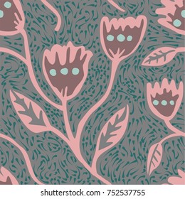 beautiful seamless floral vector pattern with flowers leafs dots and lines for wrapping paper, wadding invitation card detail, open card, postcard, tile, ceramic, pottery works, textile and etc