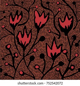 beautiful seamless floral vector pattern with flowers leafs dots and lines for wrapping paper, wadding invitation card detail, open card, postcard, tile, ceramic, pottery works, textile and clothes