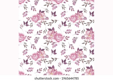 Beautiful seamless beautiful flower with leaves pattern, Premium Vector