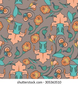 Beautiful seamless flower pattern. Abstract elegance seamless pattern with floral elements. 