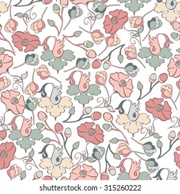 Beautiful seamless flower pattern. Abstract elegance seamless pattern with floral elements. 