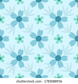 Hermoso patrón de flores sin costura de color azul y verde. Texturas modernas para textiles, tejidos, papel, fondo o arte de pared