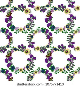 Beautiful seamless flower pattern in stained-glass window style (orange, blue and yellow colors). You can use it for invitations, postcards, cards, wallpapers and so on.