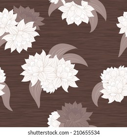 Beautiful  seamless flowers pattern with dahlias. Retro.