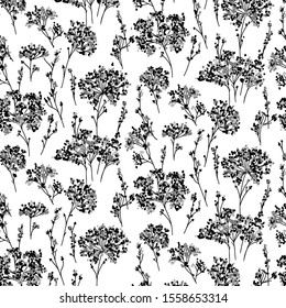 Beautiful seamless flowers pattern on white background.