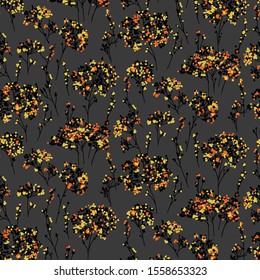 Beautiful seamless flowers pattern on anthracite background.