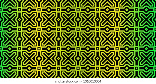 Beautiful Seamless Geometric Ornament Vector Illustration. Abstract. Paper For Scrapbook. Black green color.