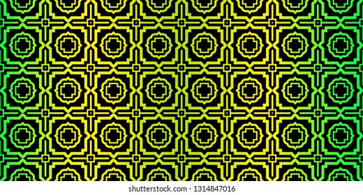 Beautiful Seamless Geometric Ornament Vector Illustration. Abstract. Paper For Scrapbook. Black green color.