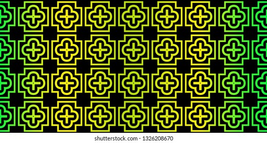 Beautiful Seamless Geometric Ornament Vector Illustration. Abstract. Paper For Scrapbook. Black green color.