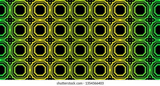 Beautiful Seamless Geometric Ornament Vector Illustration. Abstract. Paper For Scrapbook. Black green color.