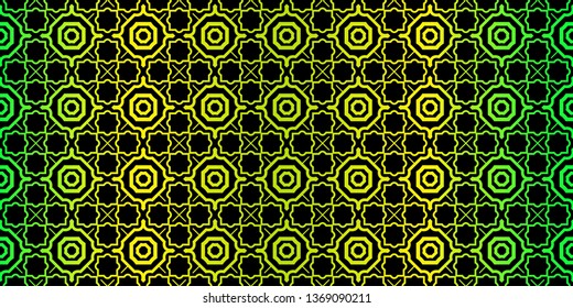 Beautiful Seamless Geometric Ornament Vector Illustration. Abstract. Paper For Scrapbook. Black green color.