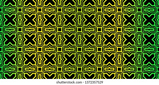 Beautiful Seamless Geometric Ornament Vector Illustration. Abstract. Paper For Scrapbook. Black green color.