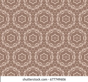 beautiful seamless geometric pattern with abstract floral design. modern vector illustration for design print, textile product, invitation background. beige color 