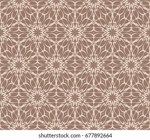 beautiful seamless geometric pattern with abstract floral design. modern vector illustration for design print, textile product, invitation background. beige color 