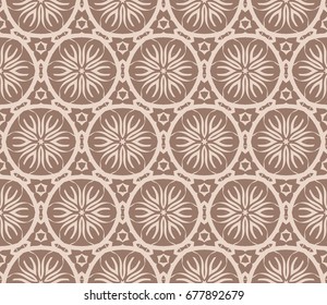 beautiful seamless geometric pattern with abstract floral design. modern vector illustration for design print, textile product, invitation background. beige color 