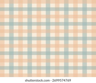 Beautiful seamless gingham check pattern in soft pastel peach and light teal tones, perfect for fabric design, wrapping paper, textiles, digital backgrounds, and home decor projects