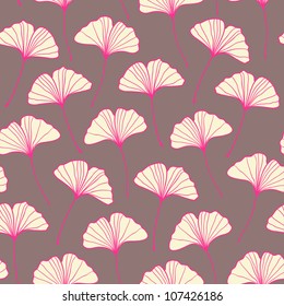 Beautiful seamless ginkgo pattern. Vector illustration