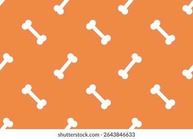 Beautiful seamless Halloween pattern, white bone on orange background. All Saints' Day. National international holiday. For backgrounds, wallpapers, textiles, packaging, or  website.