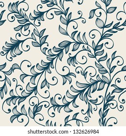 Beautiful seamless hand drawn elegant floral background with branches