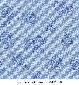 Beautiful seamless  hand drawn pattern with denim jeans background, pattern can be used for wallpaper, pattern fills,surface textures