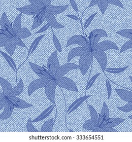 Beautiful seamless  hand drawn pattern with denim jeans background, pattern can be used for wallpaper, pattern fills,surface textures