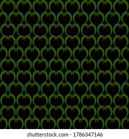 Beautiful Seamless hand drawn Vector pattern of Snakes for fashion prints on black background