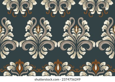 Beautiful seamless ikat pattern embroidery motif without continuous stitching
