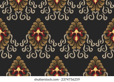 Beautiful seamless ikat pattern embroidery motif without continuous stitching
