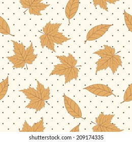 Beautiful seamless illustration  with gold autumn leaves