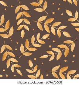 Beautiful seamless illustration  with gold autumn leaves