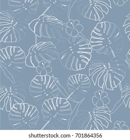 Beautiful seamless island pattern on white background. Landscape with palm trees,beach and ocean vector hand drawn style.