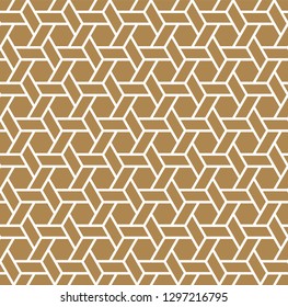 Beautiful Seamless Japanese Geometric Pattern Kumiko For Shoji Screen, Great Design For Any Purposes. Japanese Pattern Background Vector. Japanese Traditional Wall, Shoji.Brown Color.