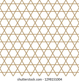 Beautiful Seamless Japanese Geometric Pattern Kumiko For Shoji Screen, Great Design For Any Purposes. Japanese Pattern Background Vector. Japanese Traditional Wall, Shoji.Brown Color.