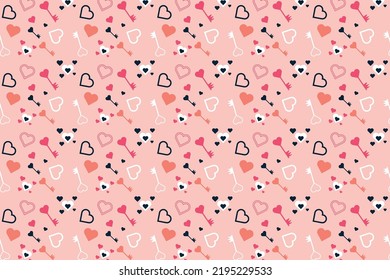 Beautiful seamless love pattern design with love keys. Endless love pattern decoration on a pink background. Abstract pattern vector for wallpapers, wrapping papers, backgrounds, and book covers.