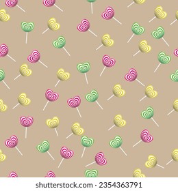 Beautiful seamless love shape candy pattern design for decoration, wallpaper, wrapping paper, fabric, background and more.